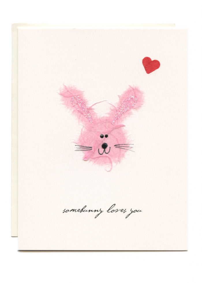"Somebunny Loves You"  Pink Bunny with Heart