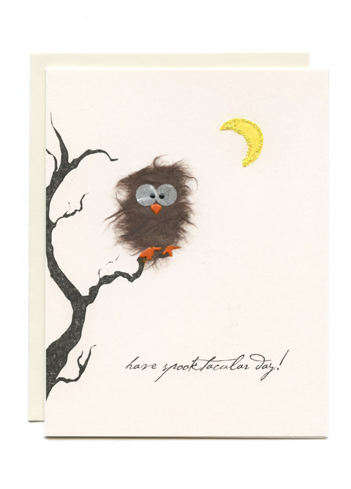 "Have a Spooktacular Halloween" Owl in Tree