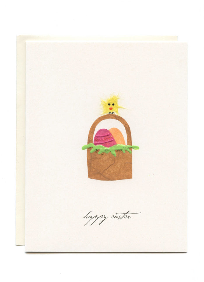 "Happy Easter"  Bird on Basket