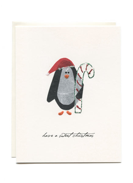 Sweet Christmas Wishes Penguin with Candycane – Flaunt Cards