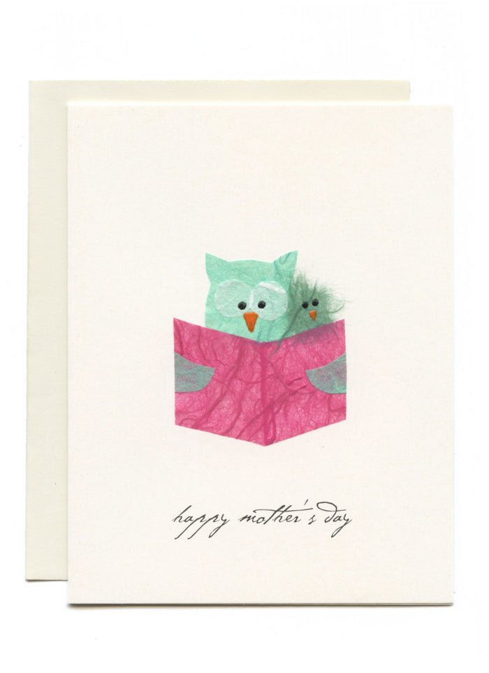 "Happy Mother's Day" Owl and Baby Reading