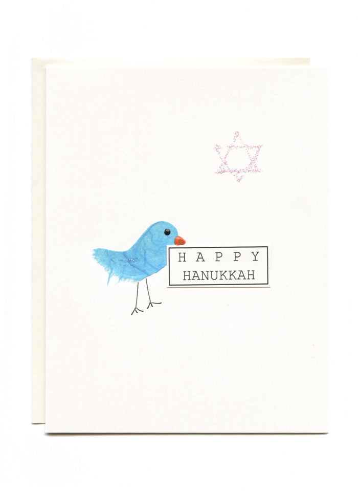 "Happy Hanukkah"  Bird with Sign