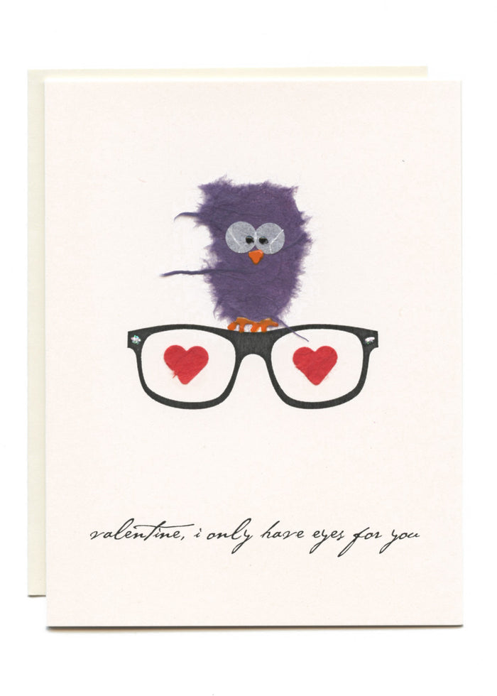 "Valentine, I Only Have Eyes For You"  Owl on Glasses