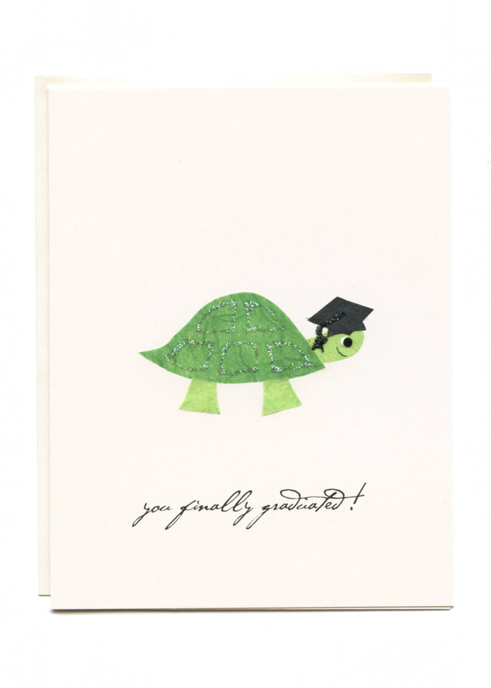 "You Finally Graduated!"  Turtle with Grad Cap