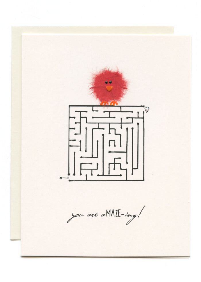 "You Are A-maze-ing!"  Red Bird on Maze