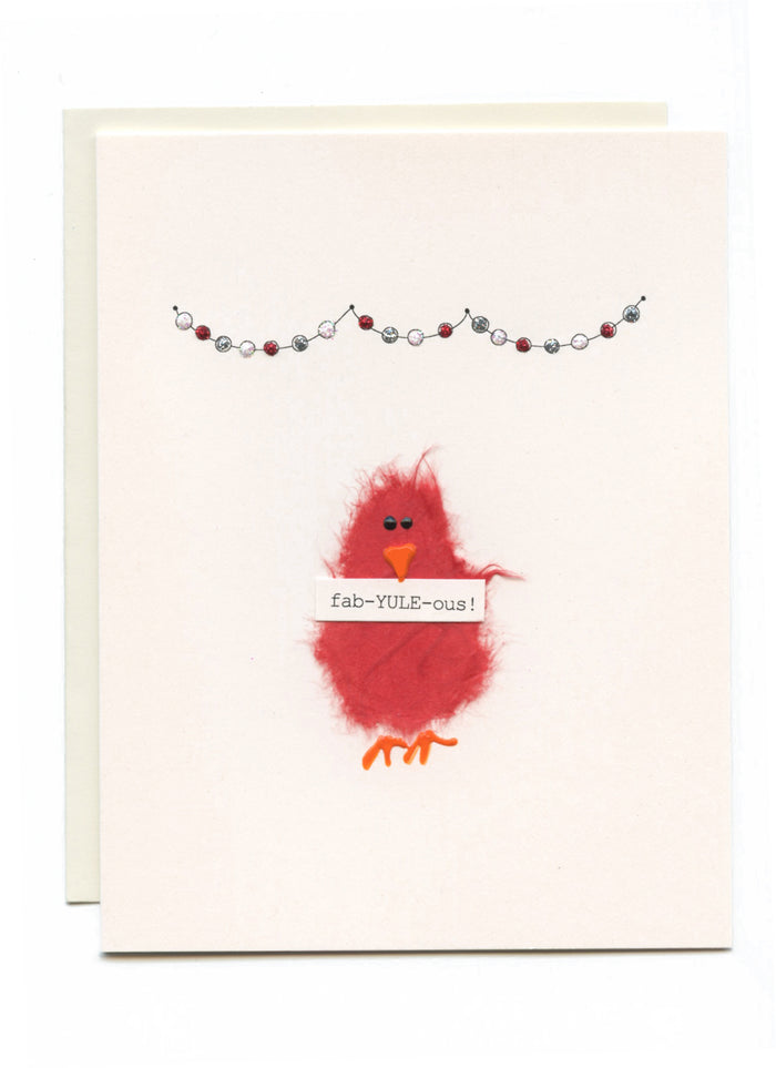 "Fab-YULE-ous"  Red Bird w Banner
