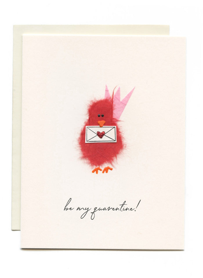 "Be My Quarentine" Red Bird w Envelope