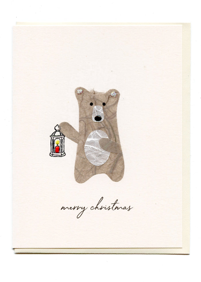 "Merry Christmas" Bear w Lamp