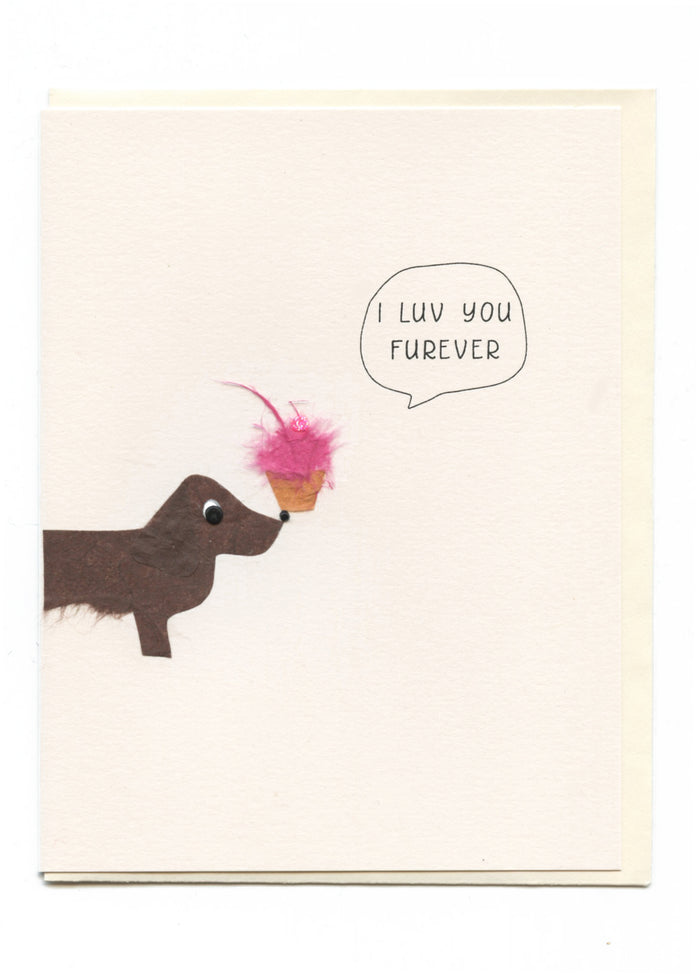 "I LUV YOU FUREVER" Dog with Cupcake