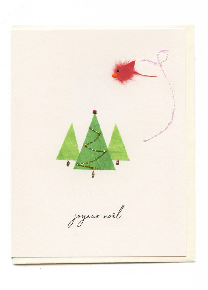 "Joyeux Noel" Bird with Trees