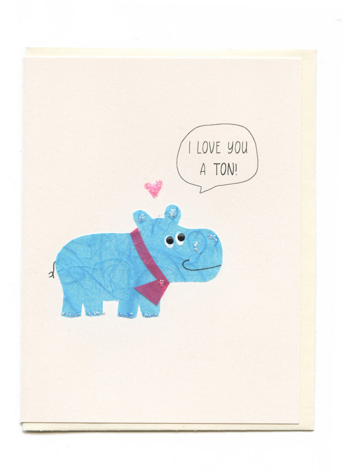 "I Love You A Ton!" Blue Hippo