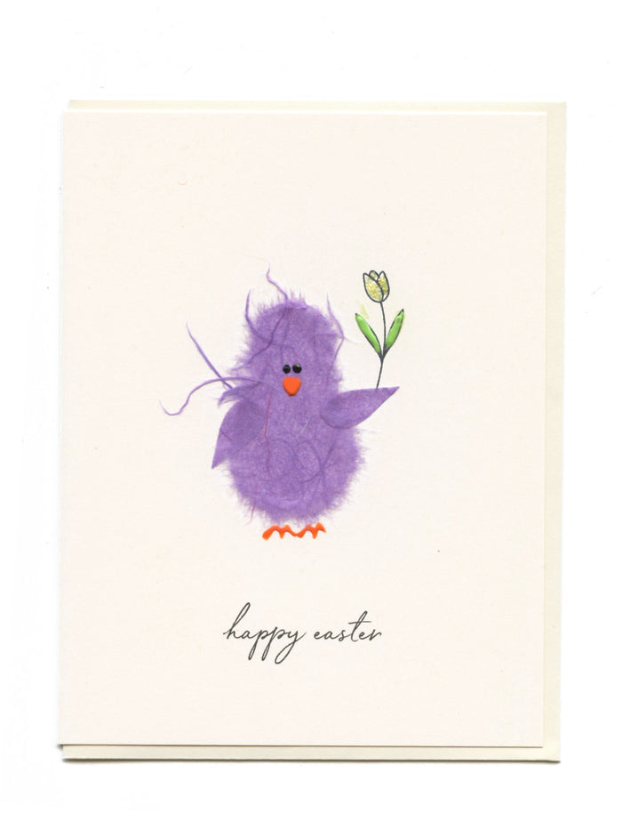 "Happy Easter" Purple Bird w Tulip