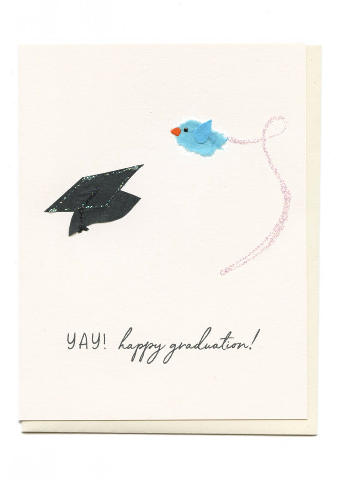 "YAY! Happy Graduation!" Grad Cap and Blue Bird