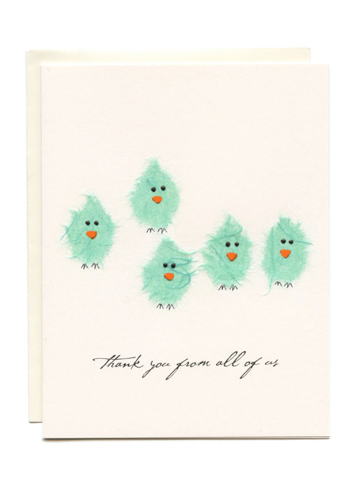 "Thank You From All of Us"  5 Teal Birds