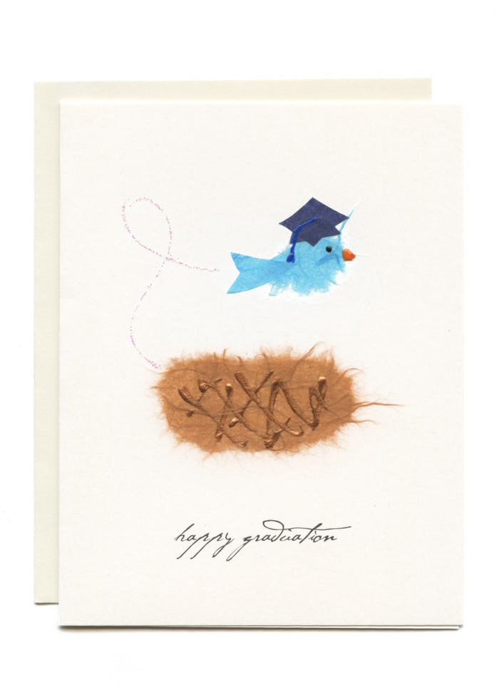 "Happy Graduation"  Bird Flying Nest