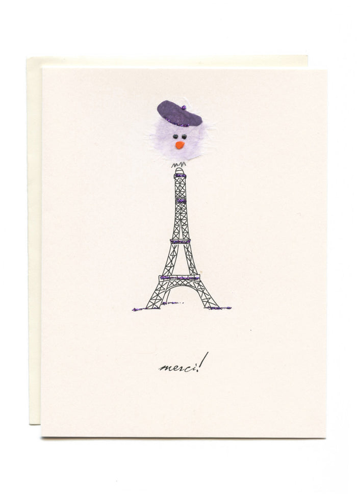 "Merci!" Eiffel Tower with Bird