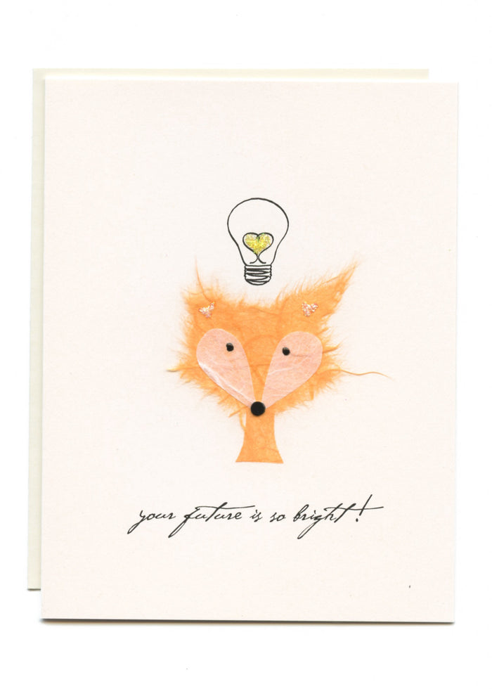 "Your Future is So Bright"  Fox with Lightbulb
