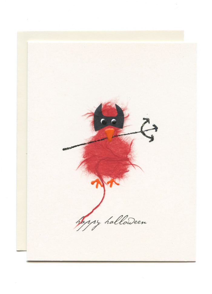 "Happy Halloween"  Red Bird as Devil