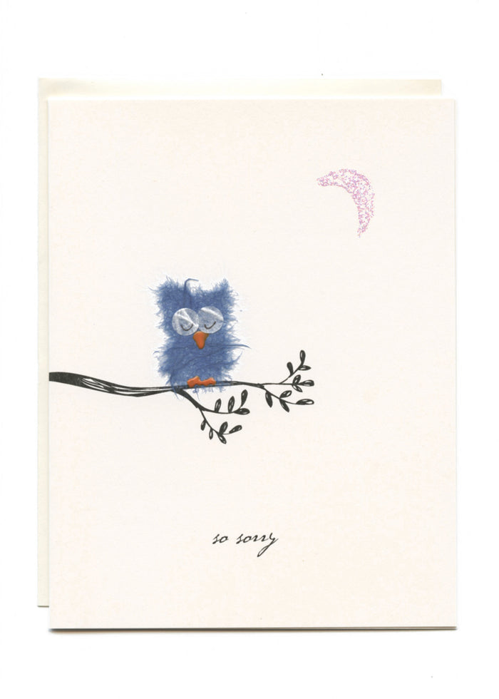 "So Sorry"  Sad Owl with Moon