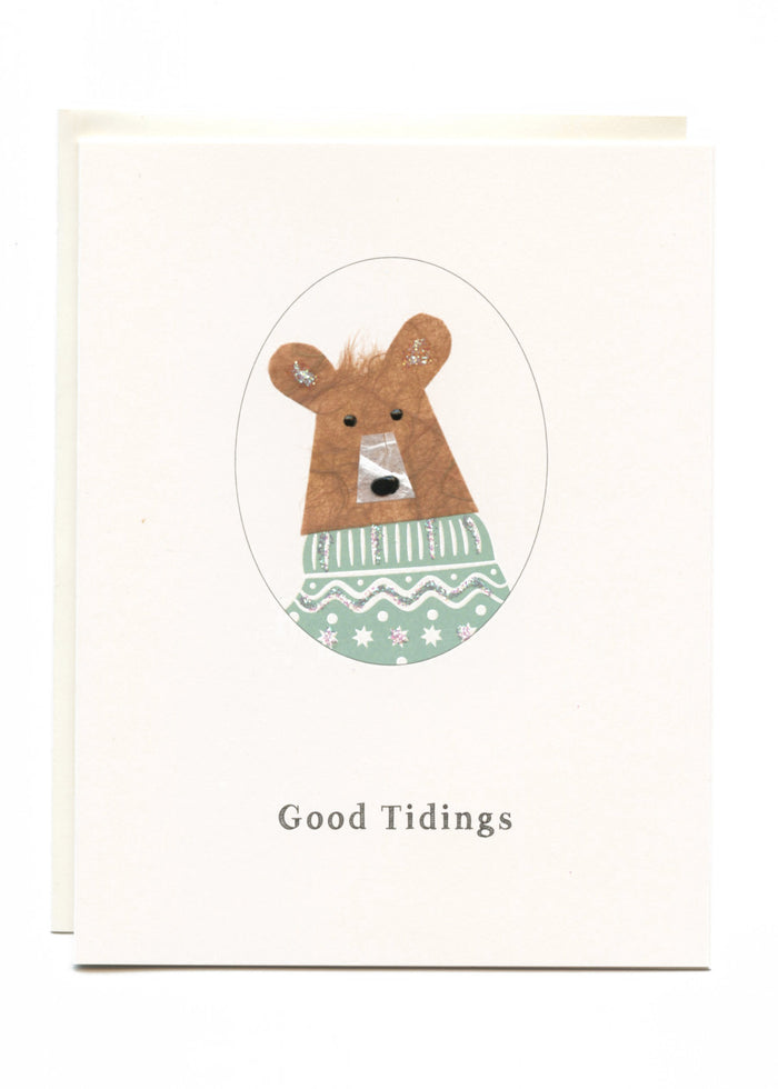 "Good Tidings"  Bear with Sweater