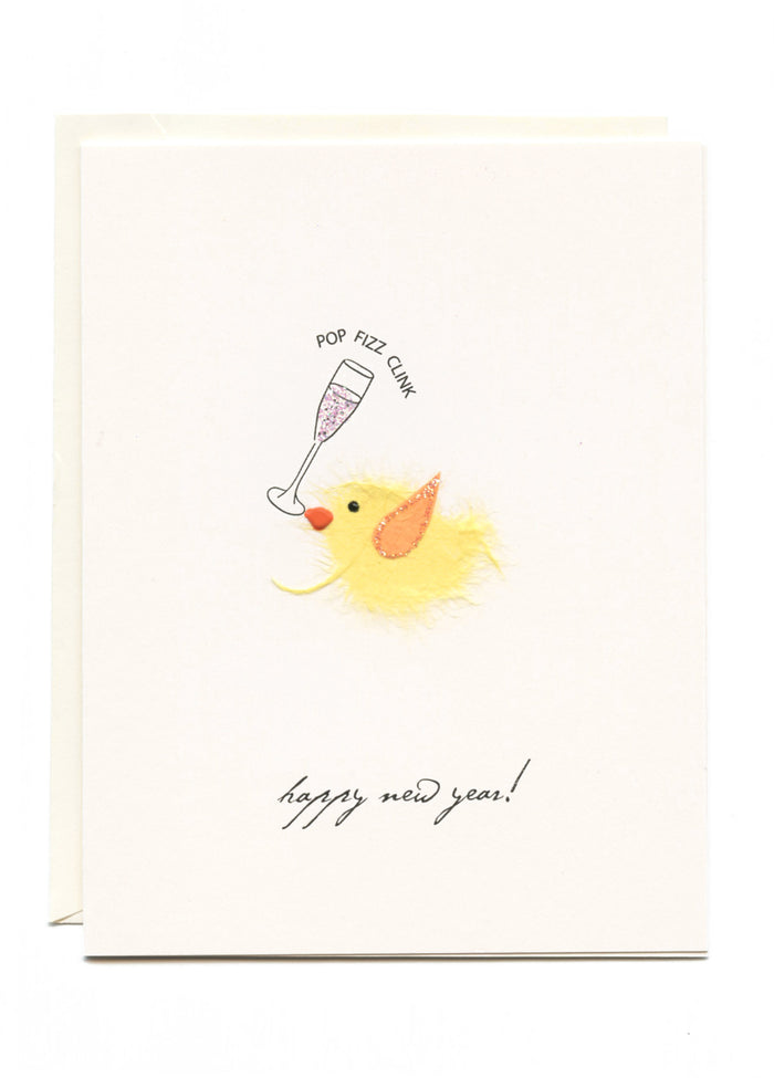 "Happy New Year!" Bird with Champagne