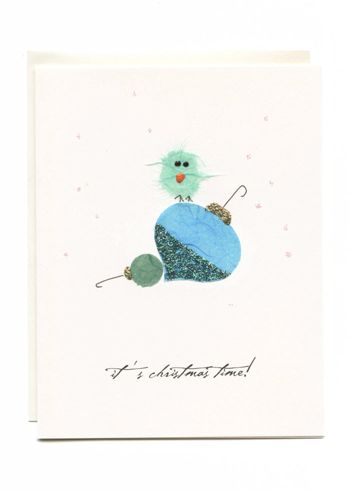 "It's Christmas Time!"  Bird on Ornament