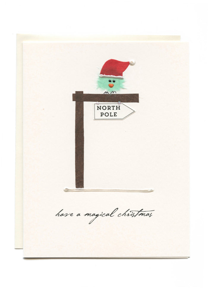 "Have a Magical Christmas"  Bird on North Pole