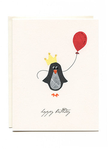 "Happy Birthday" Penguin with Balloon