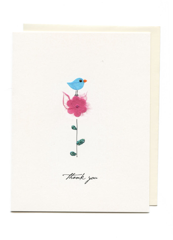 "Thank You"  Bird on Flower
