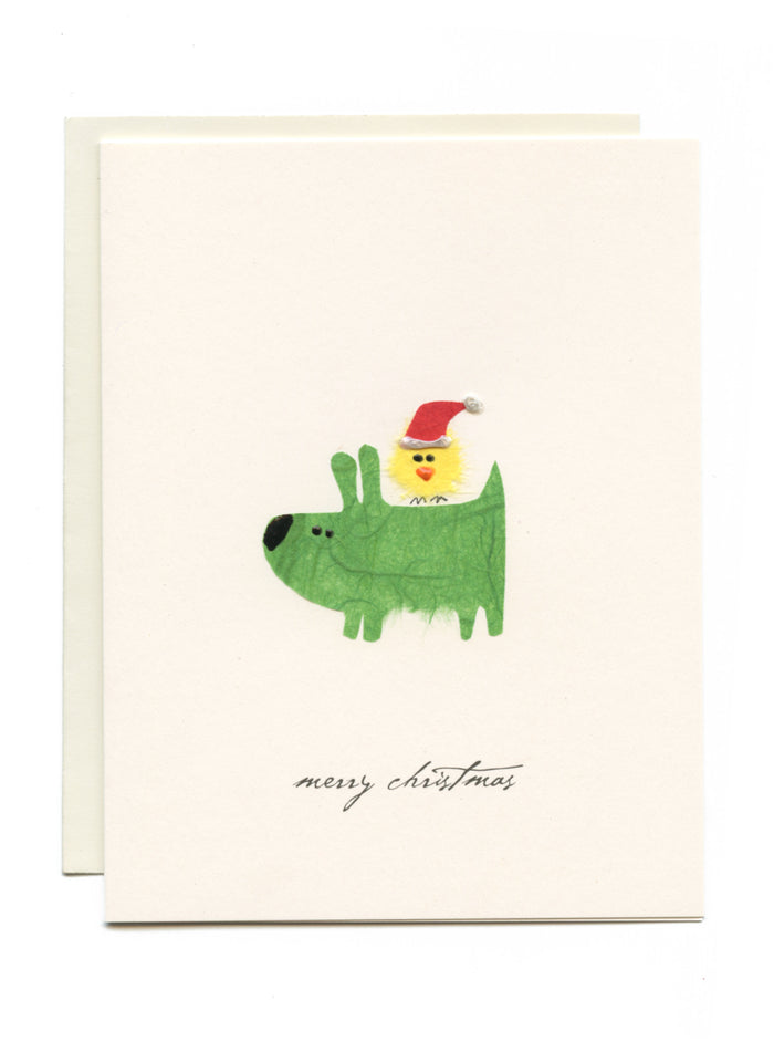 "Merry Christmas" Dog and Bird