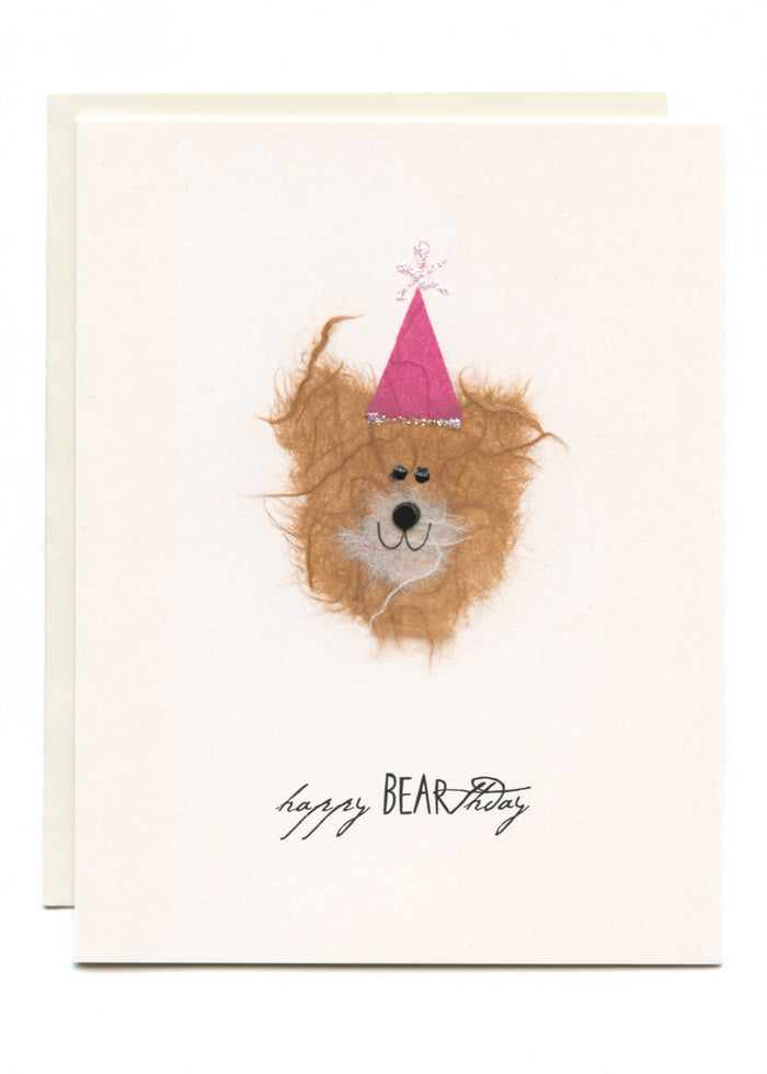 "Happy BEARthday"  Bear w Pink Party Hat