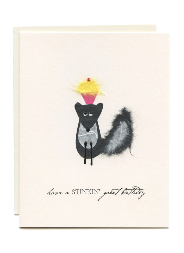 "Have a Stinking' Great Birthday"  Skunk w Cupcake