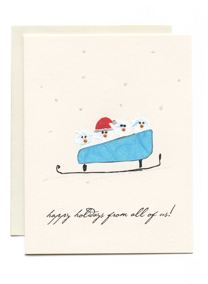 "Happy Holidays From All of Us! Birds in Sled