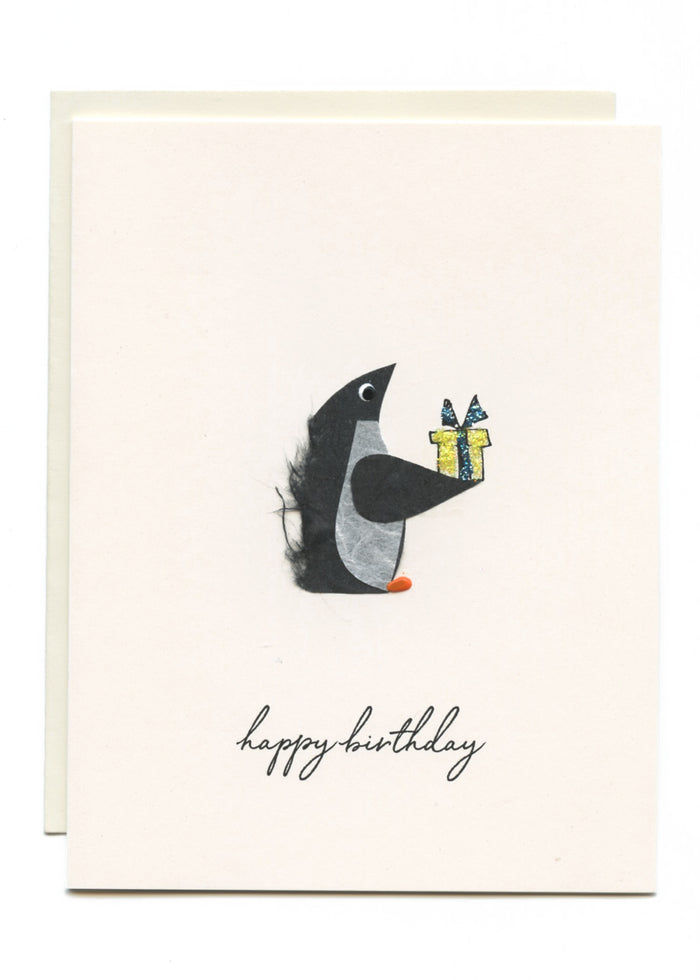 "Happy Birthday" Penguin with Present