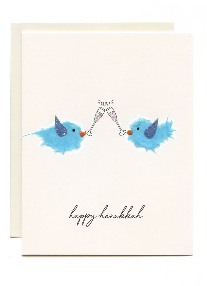 "Happy Hanukkah" Blue Birds W/ Champange
