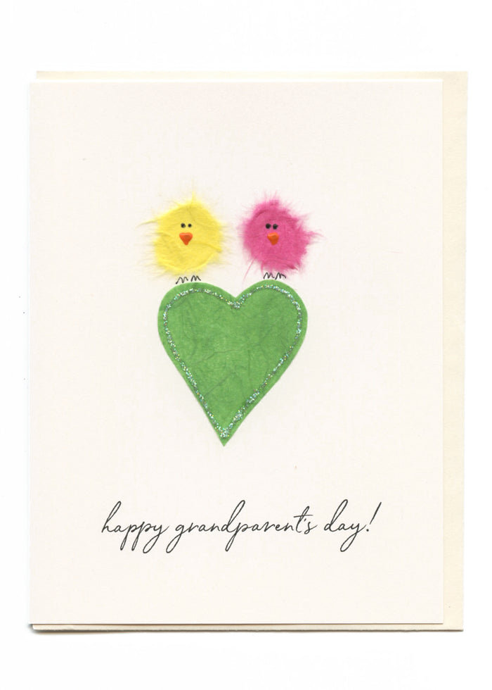 "Happy Grandparents Day!" Birds on Green Heart