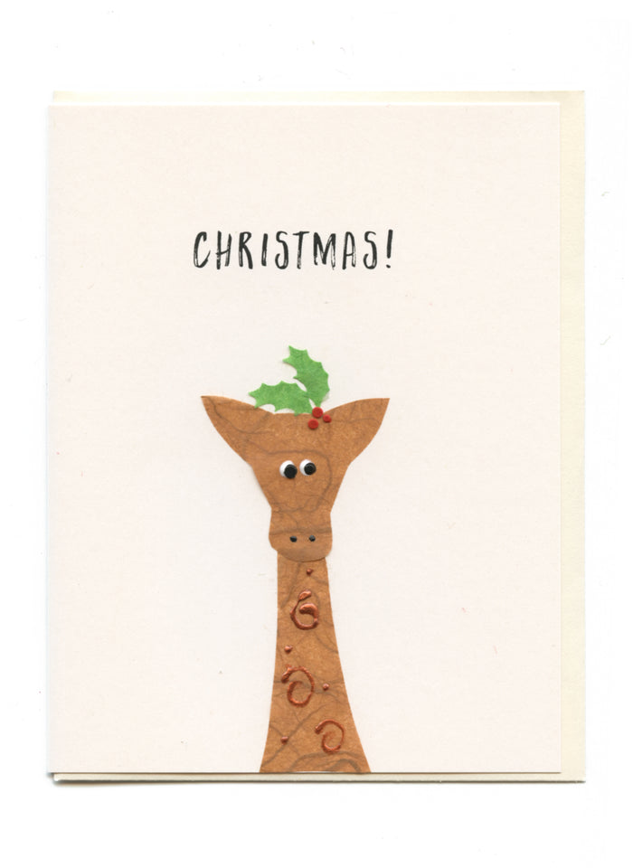 "CHRISTMAS!" Giraffe W/ Holly