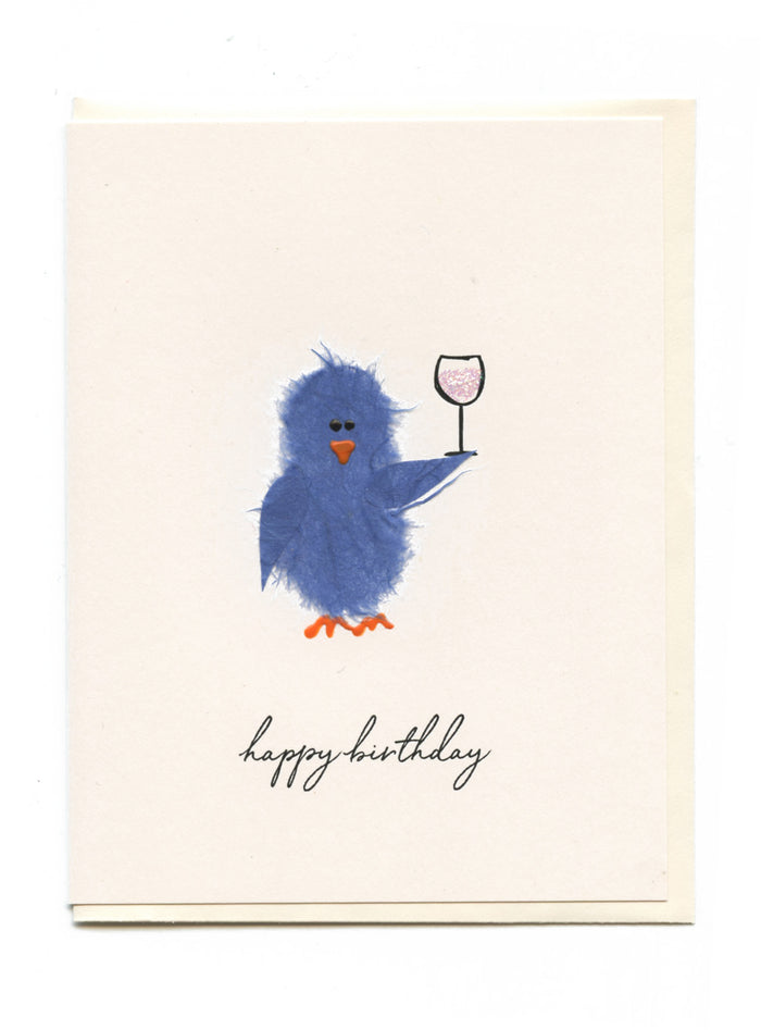 "Happy Birthday" Bird with Wine