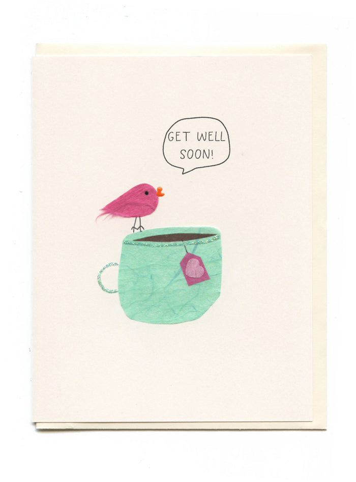 "Get Well Soon" Bird on Teacup