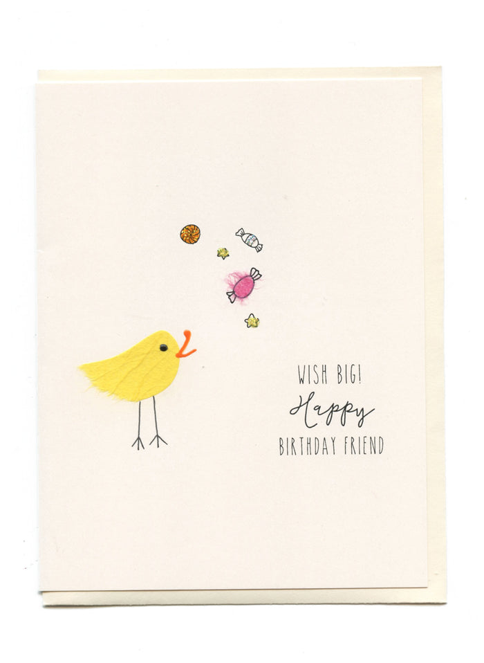 "Wish Big!" Happy Birthday  Bird with Candies